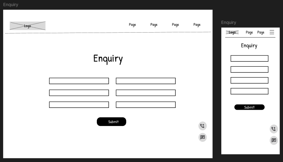 Low-fidelity prototype: Enquiry page