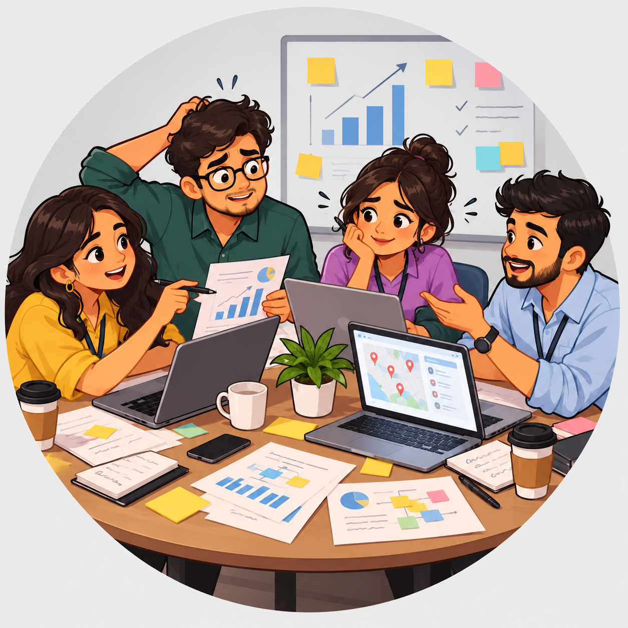 Illustration of a mid-market B2B sales team