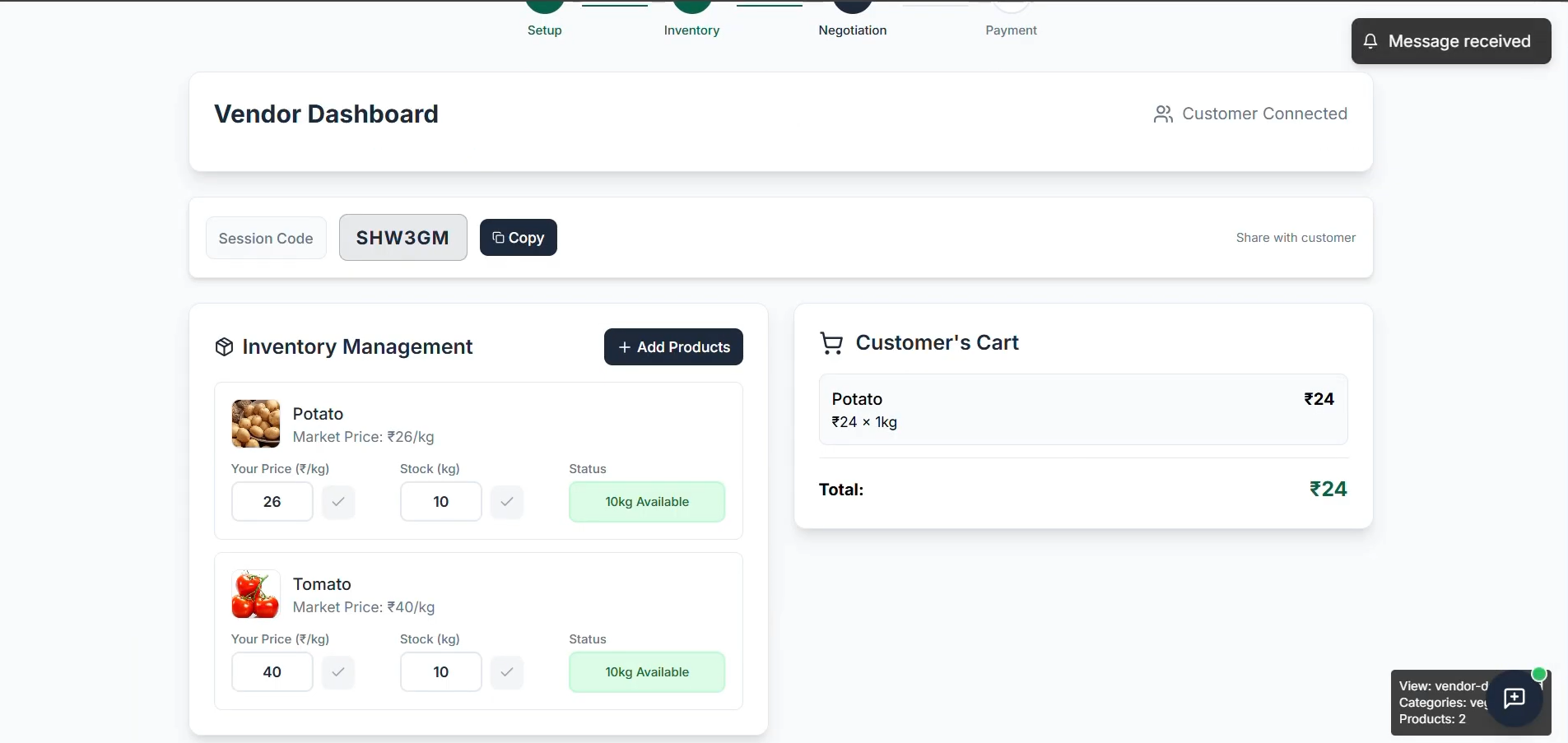 SahaKriya Mandi vendor dashboard